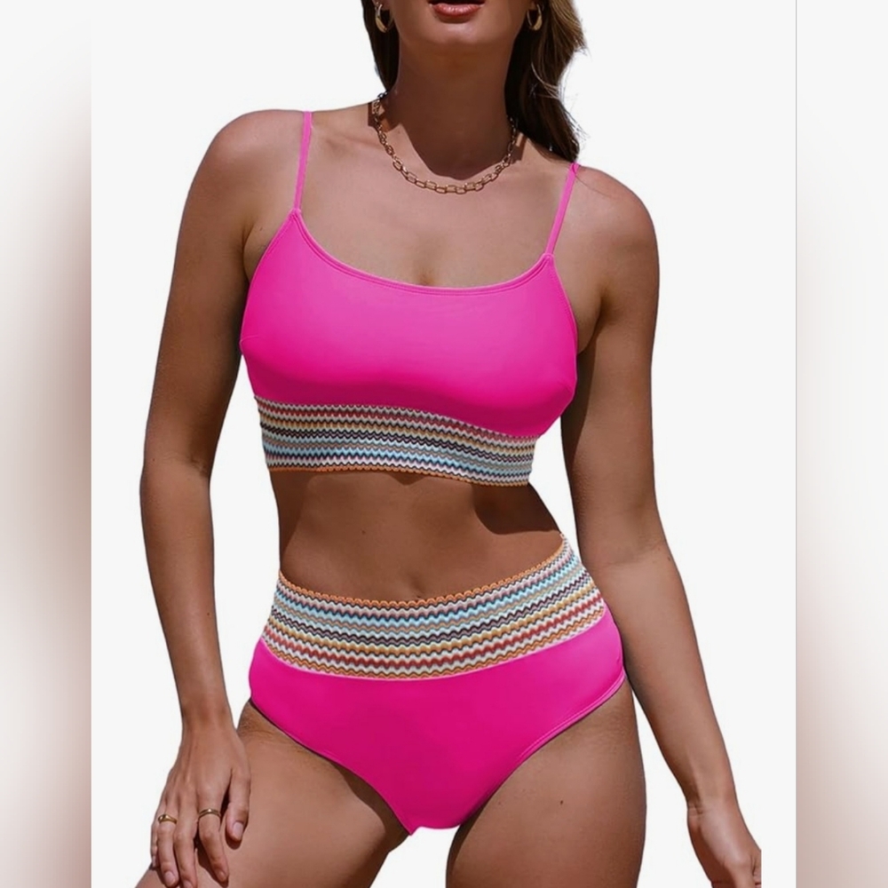 Women's High Waisted Bikini Sets 2 Piece Tummy Control Swimsuits Full Coverage